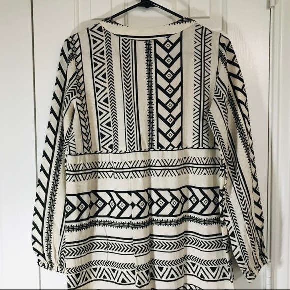 Vero Moda Boho Black & Ivory Aztec Print Long Sleeve Maxi Dress XS - Picture 5 of 7